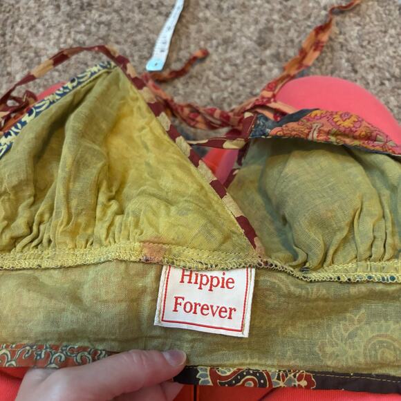 Hippie Forever Boho Patchwork Printed Halter Top Indie Festival Coachella - Picture 4 of 8